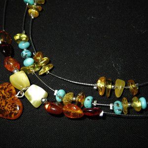 Be Mine Amber three-strand necklace